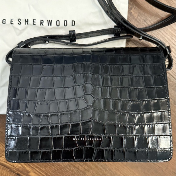 Margesherwood Leather Croc-Embossed Bag in Black - Picture 2 of 12